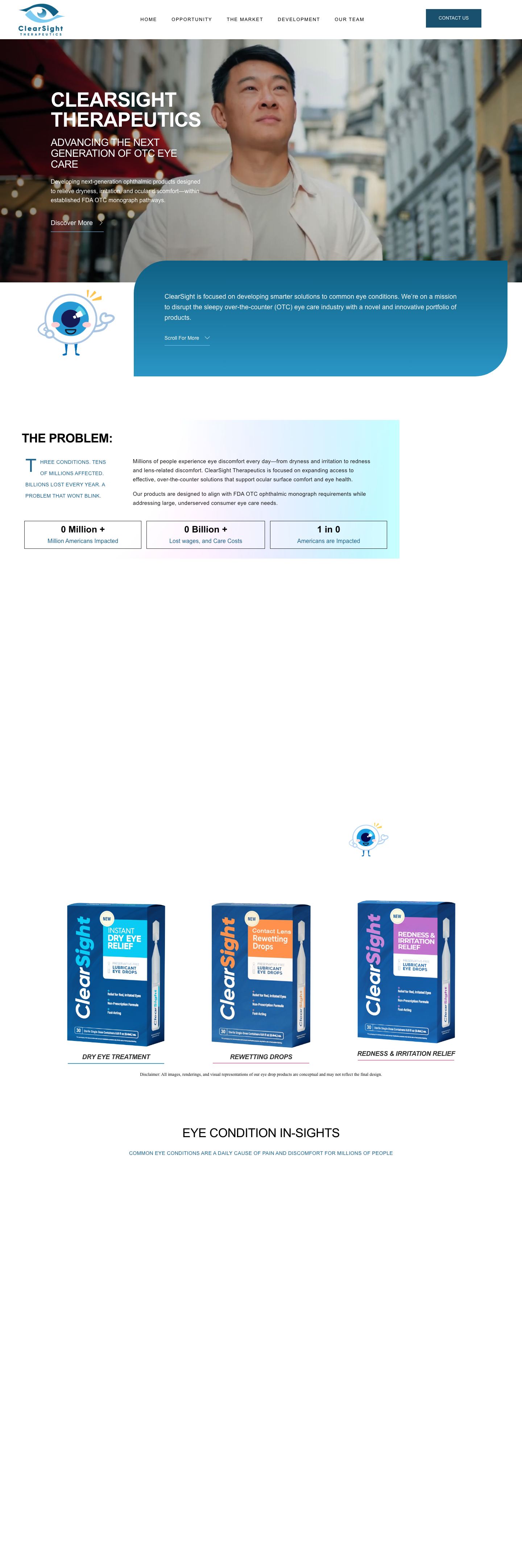 ClearSight Therapeutics website by Inspirable