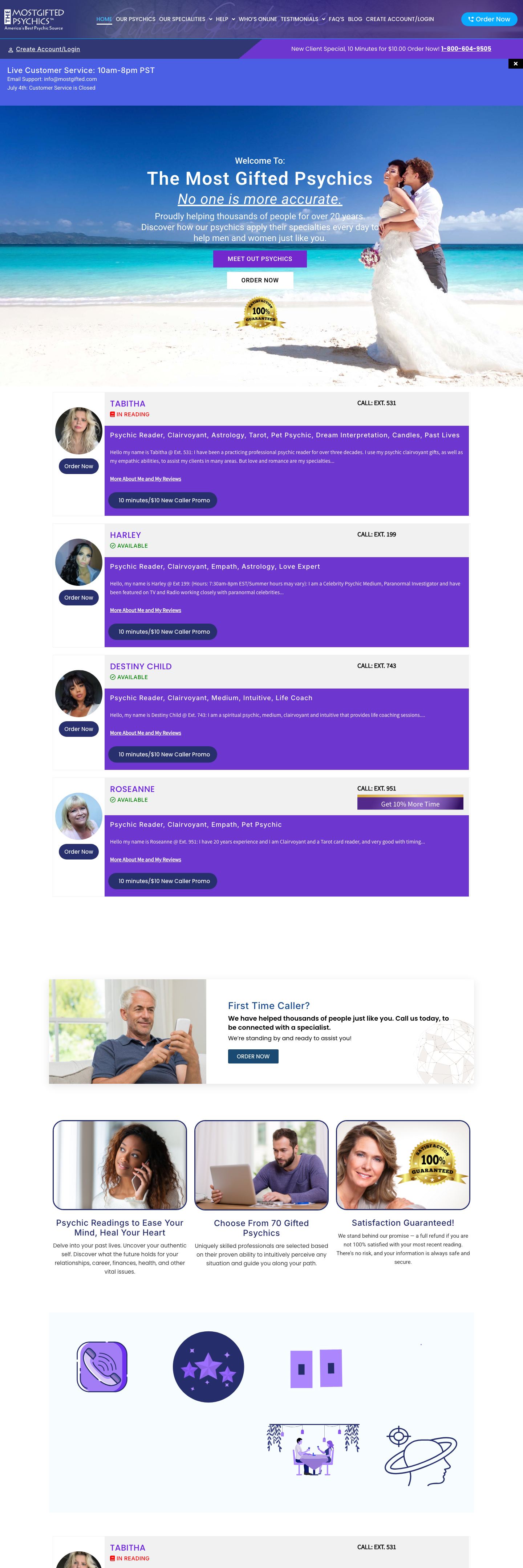 Most Gifted Psychics website by Inspirable